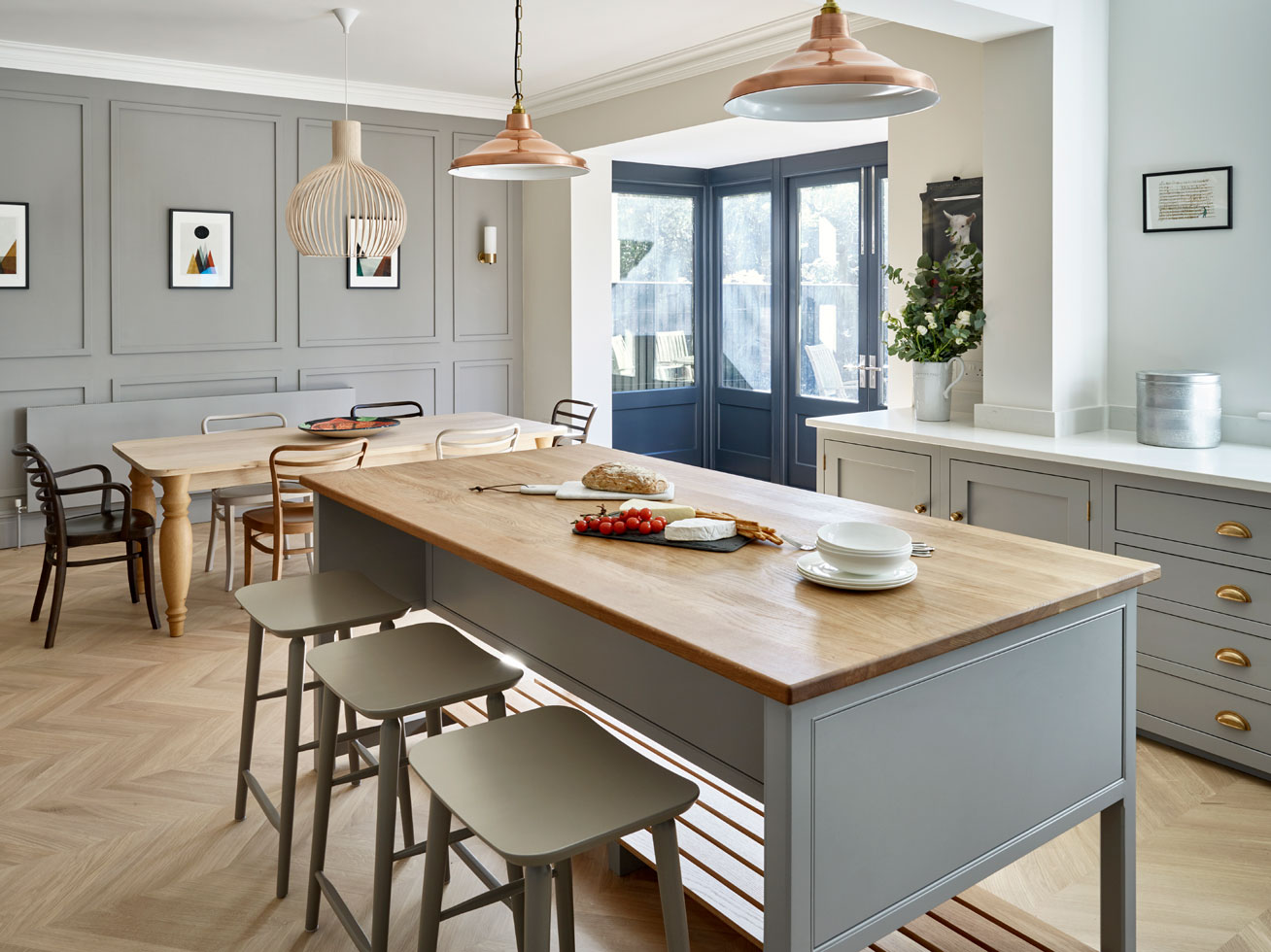 open plan shaker style kitchen