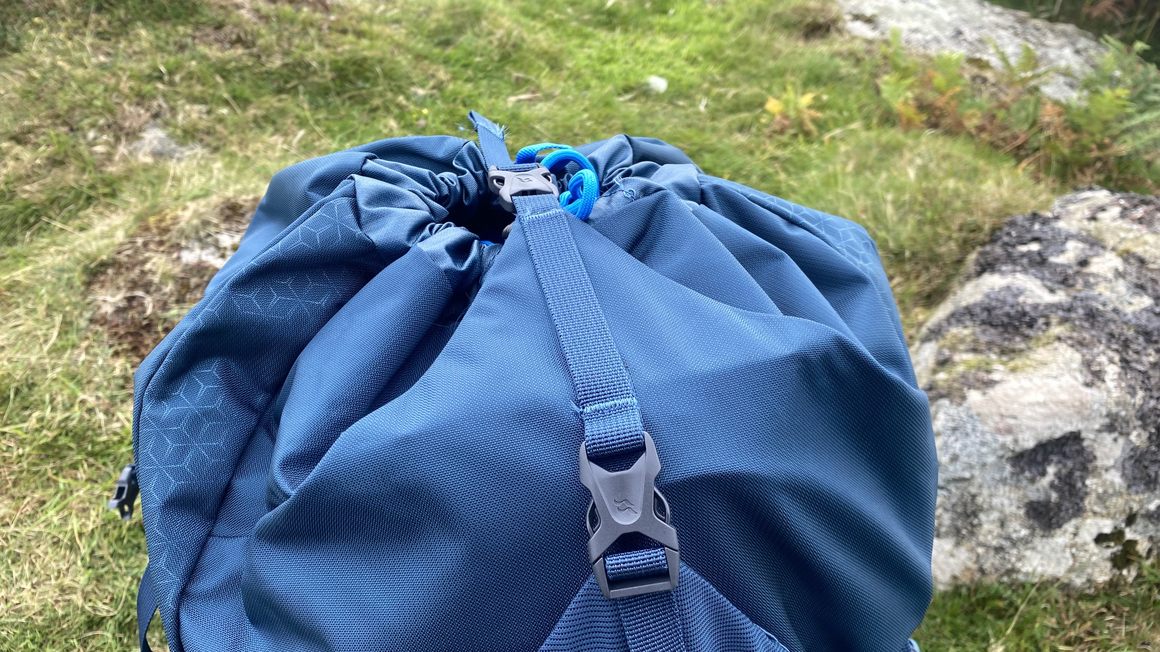 The Rab Exion 55 Backpack, showing the top closure