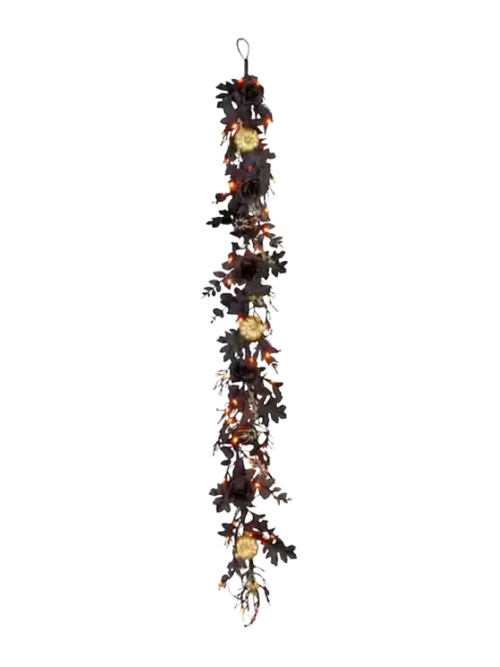 6' Chic Eek Black Halloween Garland with LED Lights