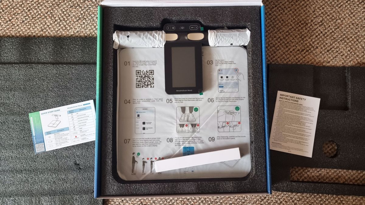 A picture of the Renpho Morphoscan Nova smart scale while still unboxed