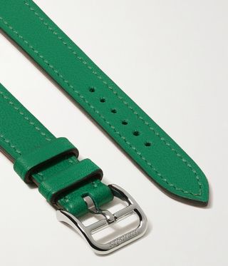 Green leather watch strap, part of a selection of best Apple Watch bands