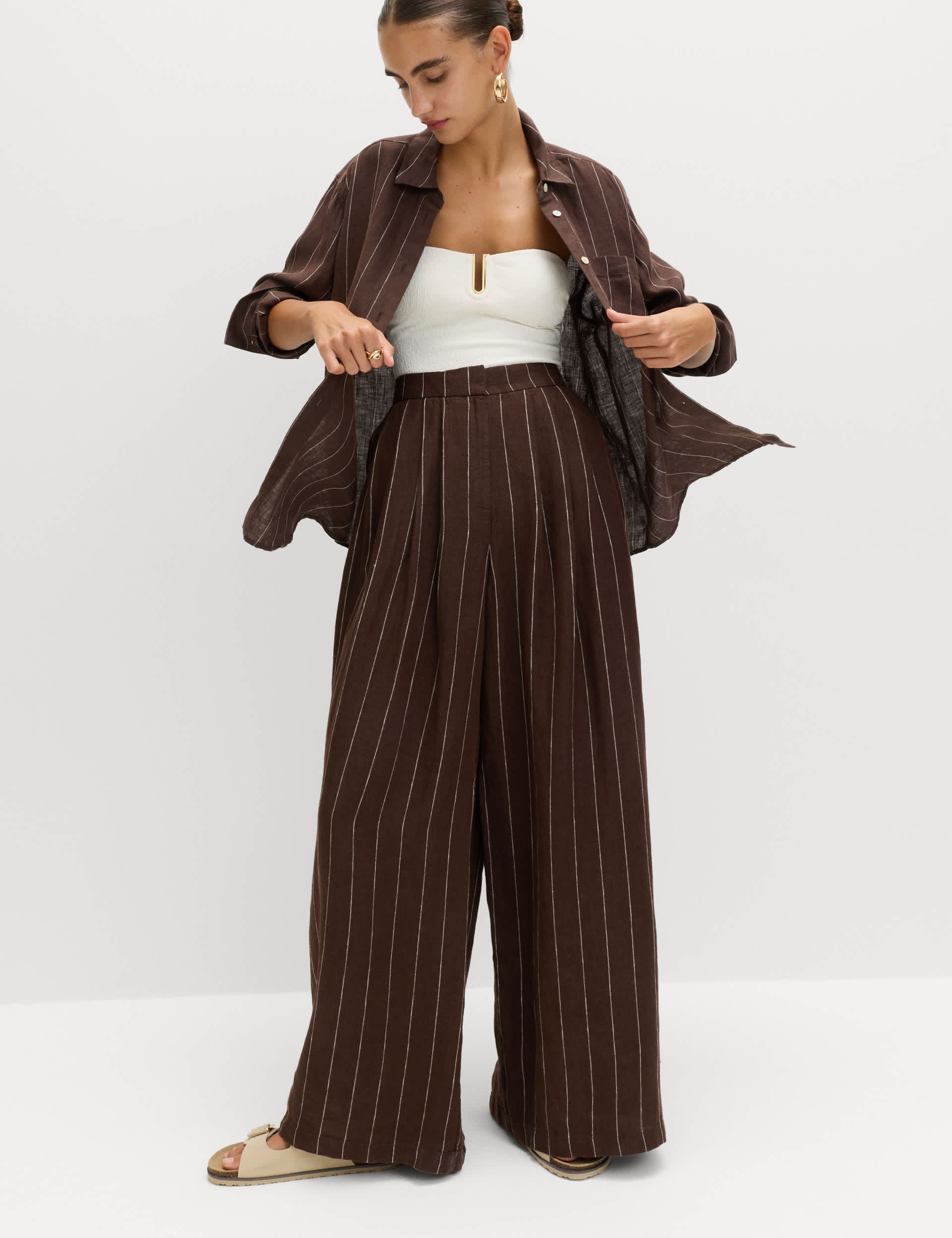 Pure Linen Wide Leg Trousers