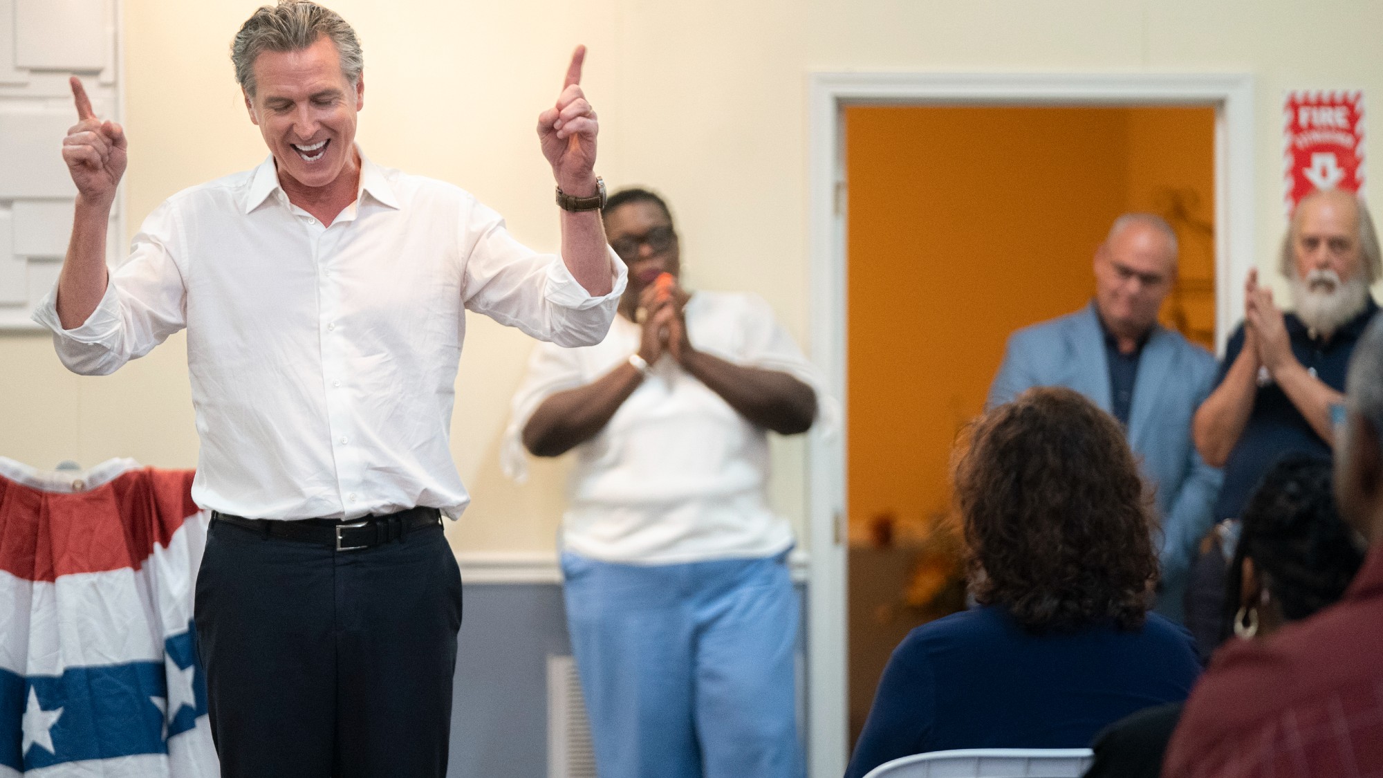 California Gov. Gavin Newsom tours rural counties in South Carolina on July 8, 2025