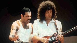 Queen’s Freddie Mercury and Brian May onstage at Live Aid