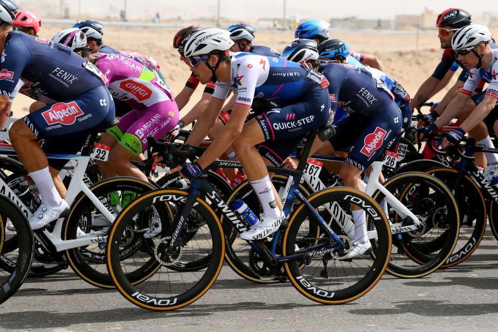 ABU DHABI UNITED ARAB EMIRATES FEBRUARY 21 Ethan Vernon of United Kingdom and Team QuickStep Alpha Vinyl competes during the 4th UAE Tour 2022 Stage 2 a 176km stage from Hudayriyat Island to Abu Dhabi Breakwater UAETour WorldTour on February 21 2022 in Abu Dhabi United Arab Emirates Photo by Tim de WaeleGetty Images