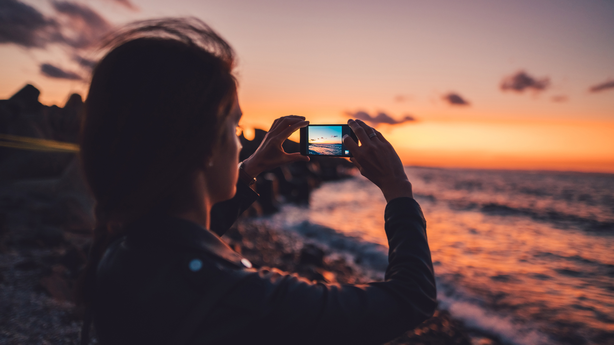 Fotografering av solnedgangen med mobilkamera