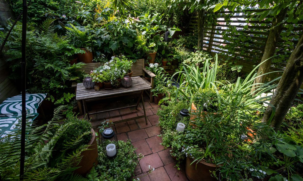 Seating area in a small garden