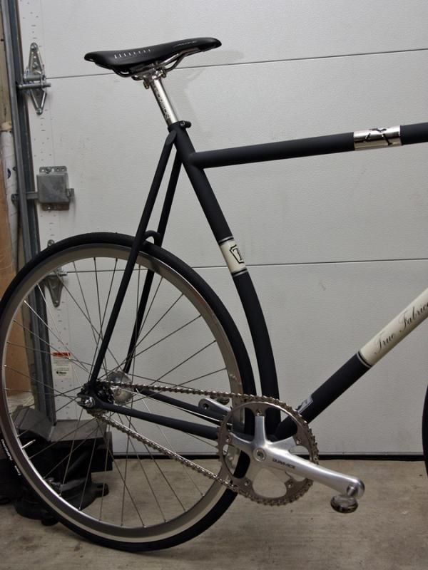 The curved seat tube on this True Fabrication track bike allows for an especially short rear end.