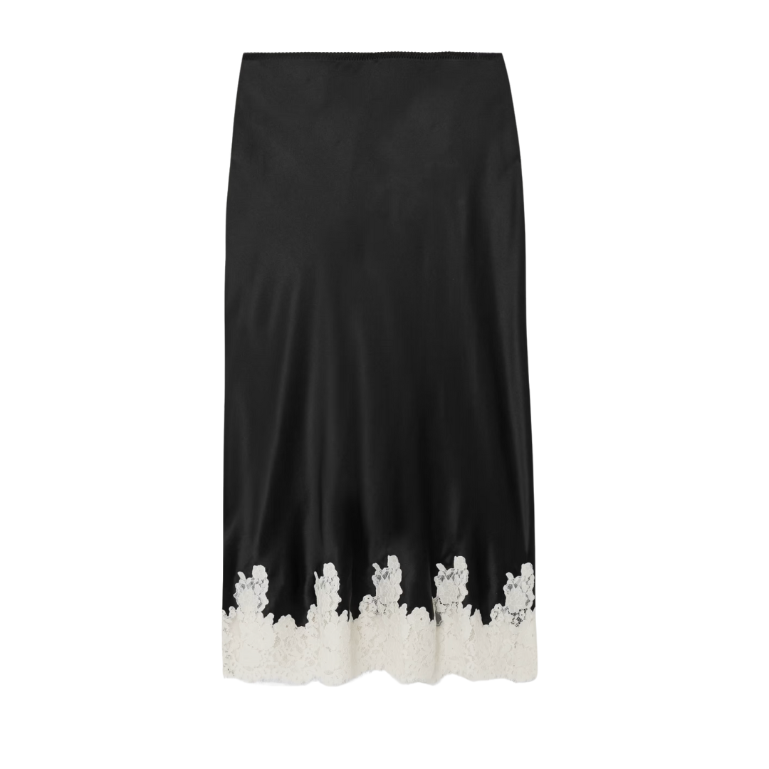 DÔEN, Elowena Lace-Trimmed Silk Midi Skirt