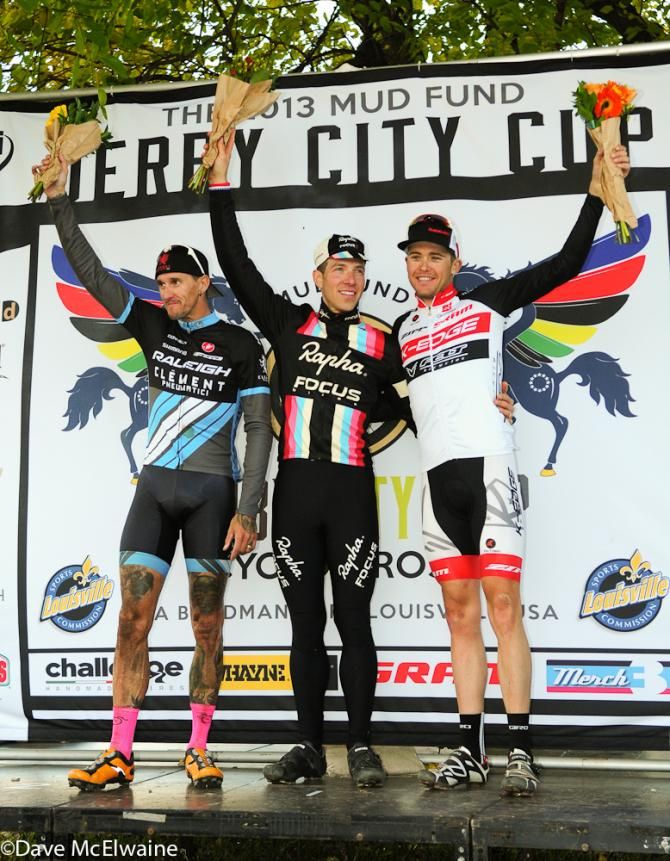 Men&rsquo;s Podium (L to R) Ben Berden (Raleigh Clement) 2nd, Jeremy Powers (Rapha Focus) 1st, Danny Summerhill (K-Edge Felt) 3rd