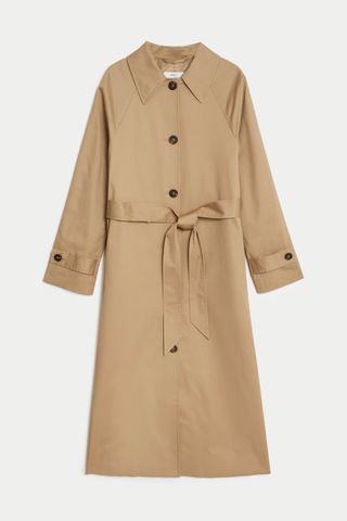 M&S Cotton Rich Belted Longline Trench Coat