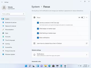 New Windows 11 Focus setting
