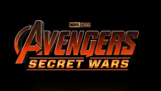 The official logo for Avengers: Secret Wars, with red, orange, and yellow writing on a black background