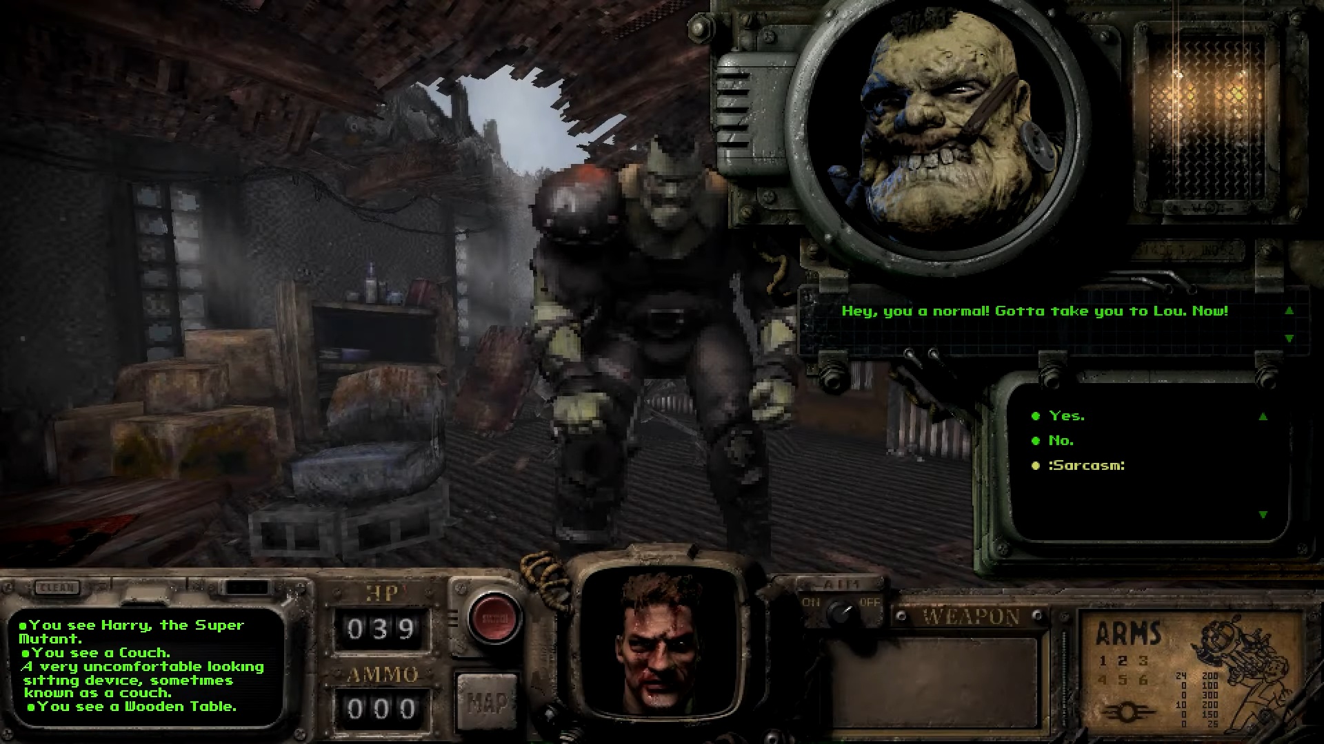 Confronting Super Mutant in Fallout Bakersfield