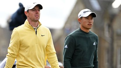 Rory McIlroy and Collin Morikawa at the 2022 Open