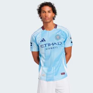 Player wearing the New York City FC 2025 home shirt