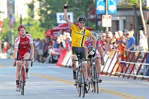 Mike Northey (Rubicon Orbea) wins stage six in Sheboygan Harbor.