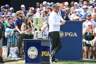 Michael Block on the 1st tee during the final round of the 2023 PGA Championship