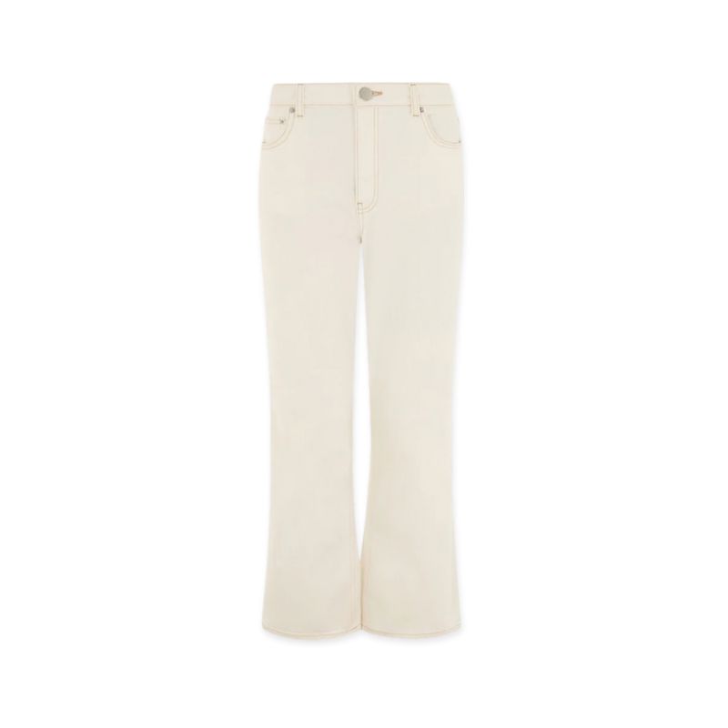 A cutout of cream cropped flared jeans by Aligne