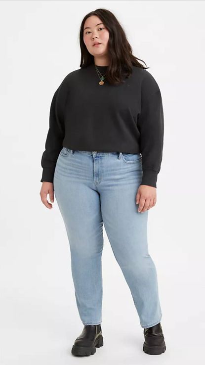 best plus size jeans for big belly and skinny legs