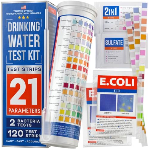 Bestprod All-New 21 in 1 Drinking Water Testing Kit Strips, Home Tap and Well Water Test Kit for Hardness, Lead, Iron, Copper, Chlorine, Fluoride