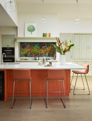 Martin Moore kitchen with an orange island