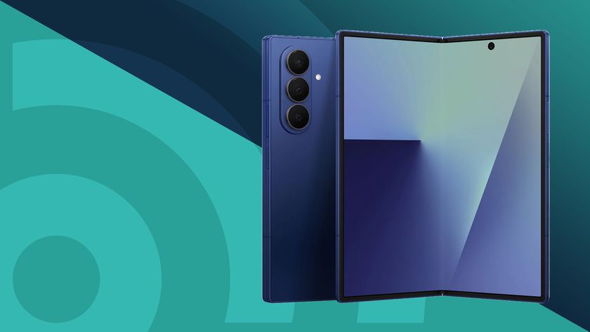 Samsung Galaxy Z Fold 7 on a TechRadar background