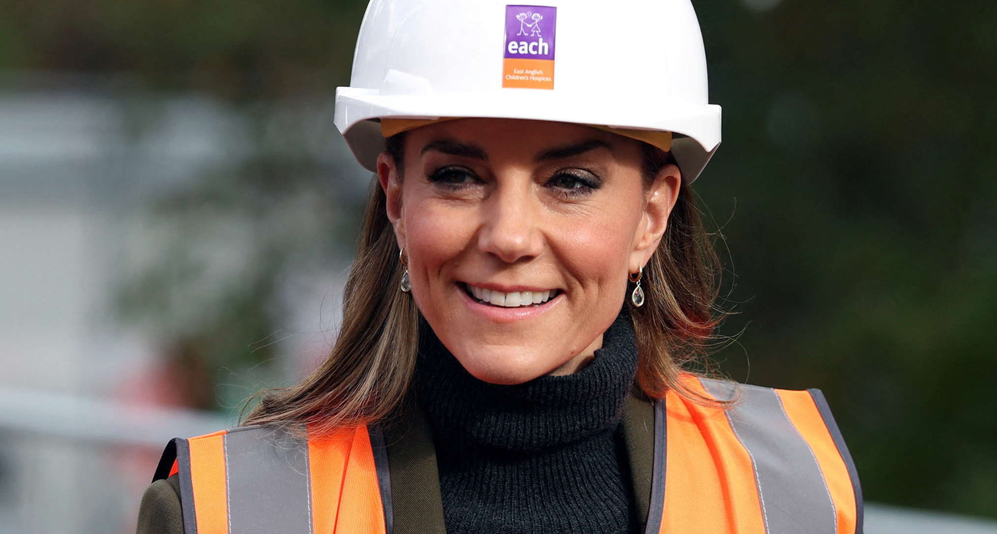 Princess Kate wearing a hard hat and high vis vest