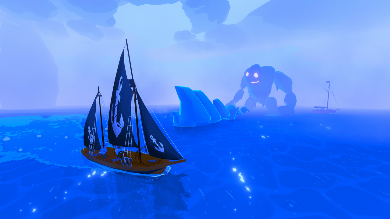Image of ships in a colorful sea from game Sail Forth
