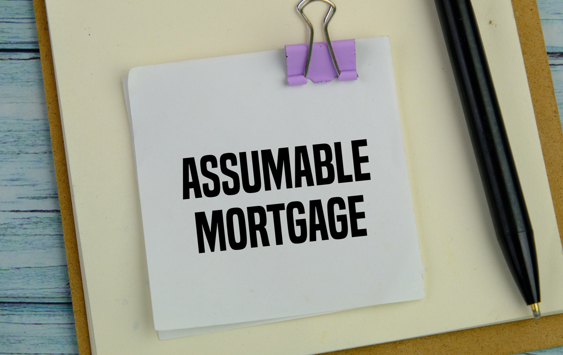 Assumable mortgage concept. Home loan that allows a buyer to take over the seller s existing mortgage, including its terms, interest rate, and remaining balance. Real estate and finance