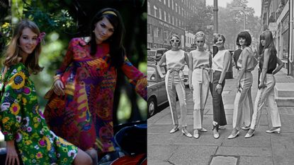 60s fashion - flower dresses, chic trousers