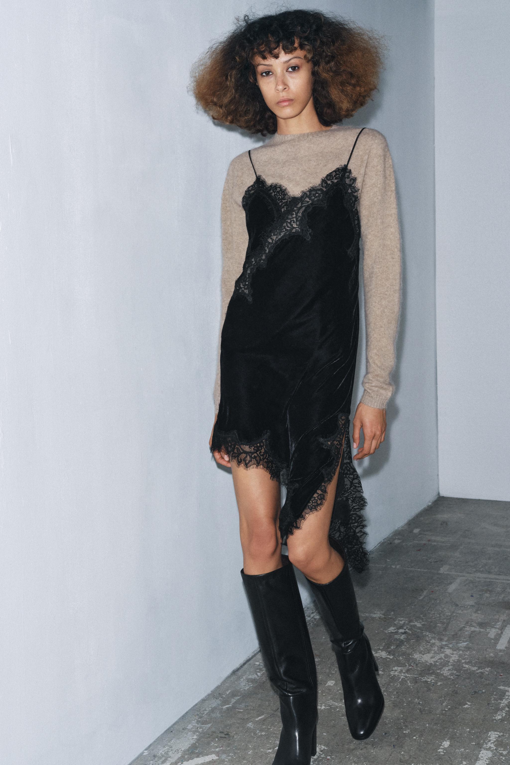 Zw Collection Velvet Lace Dress