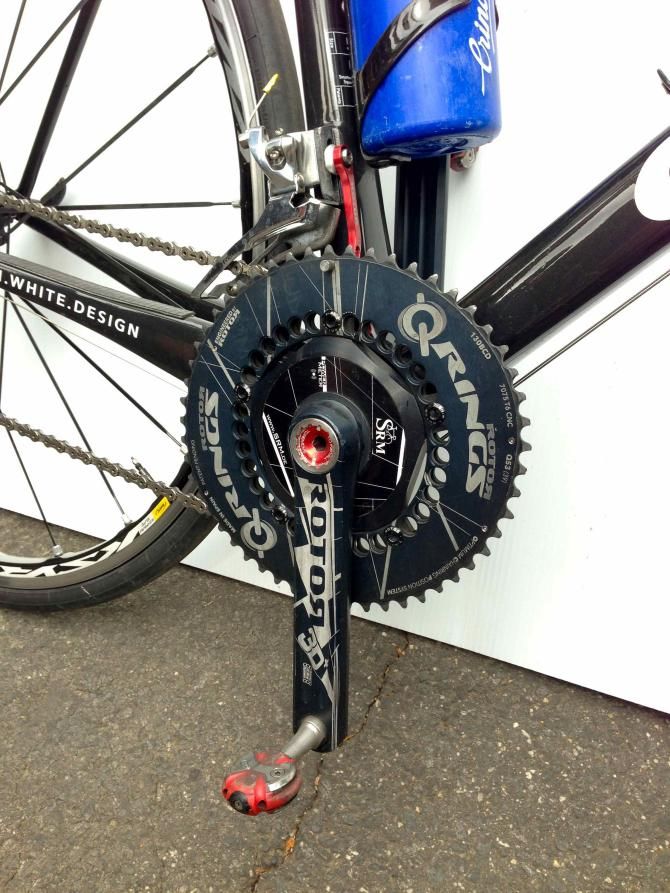 Ryan used a Rotor crankset fitted with an SRM power meter, along with Rotor's popular Q-rings