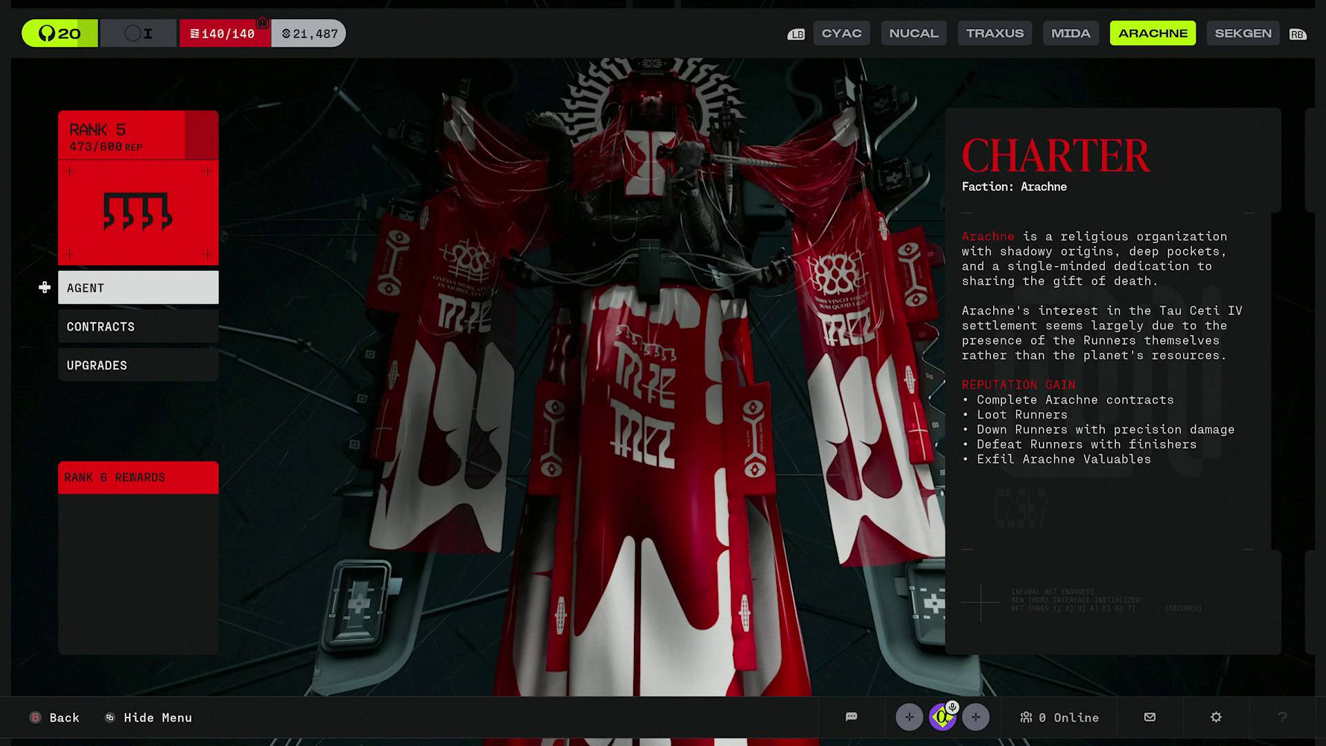 Marathon Factions Arachne agent charter