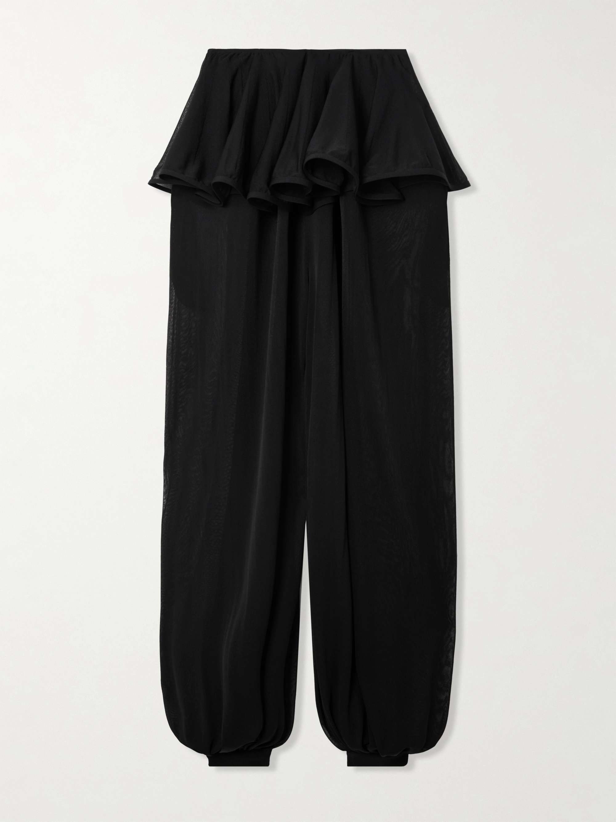 Pleated Georgette Peplum Tapered Pants