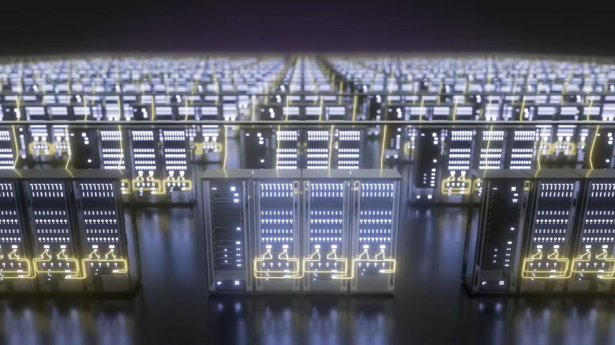 Screenshot from the youtube video showing a digital rendition of the quantum computer.