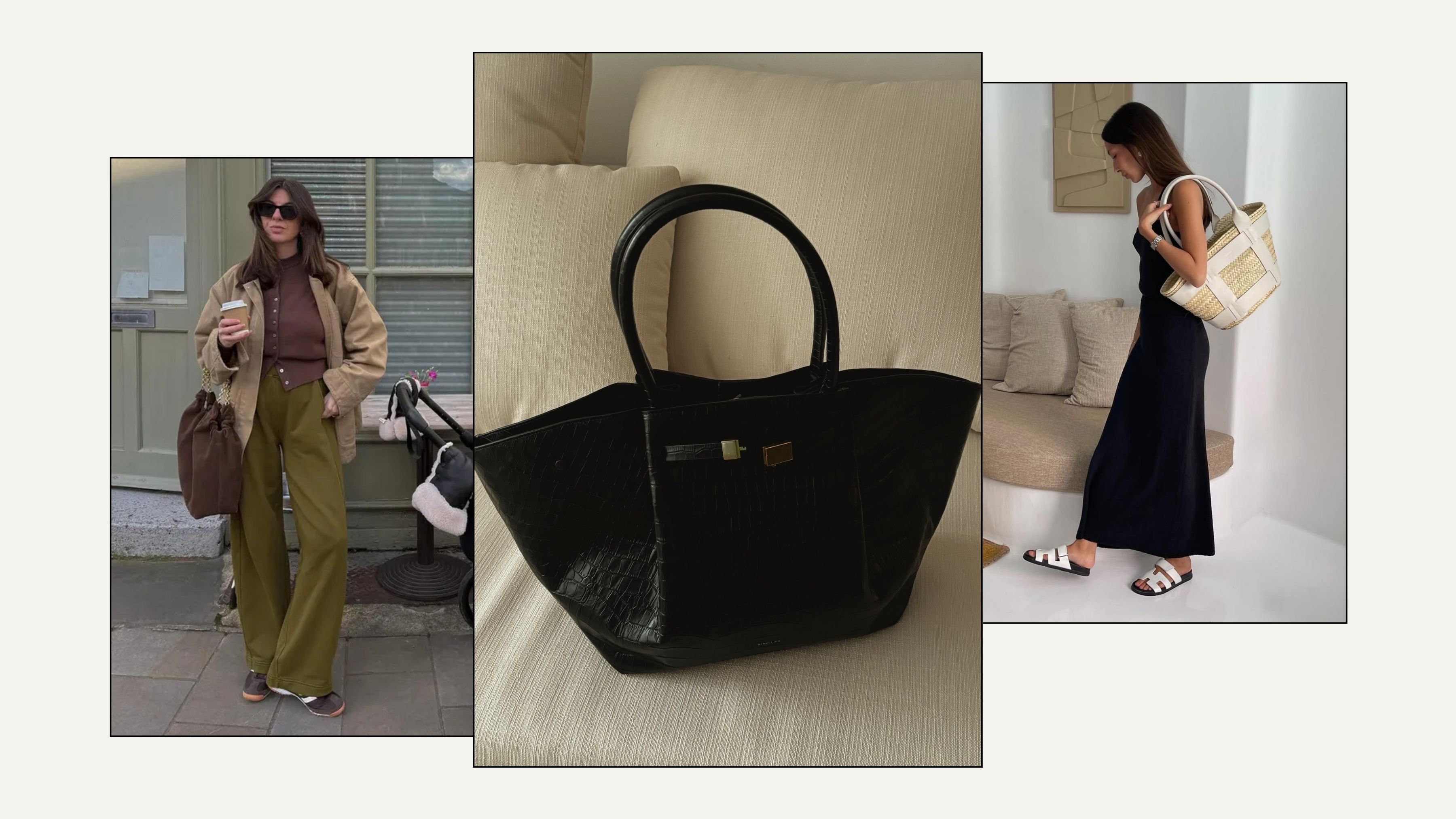 Three women carry DeMellier bags