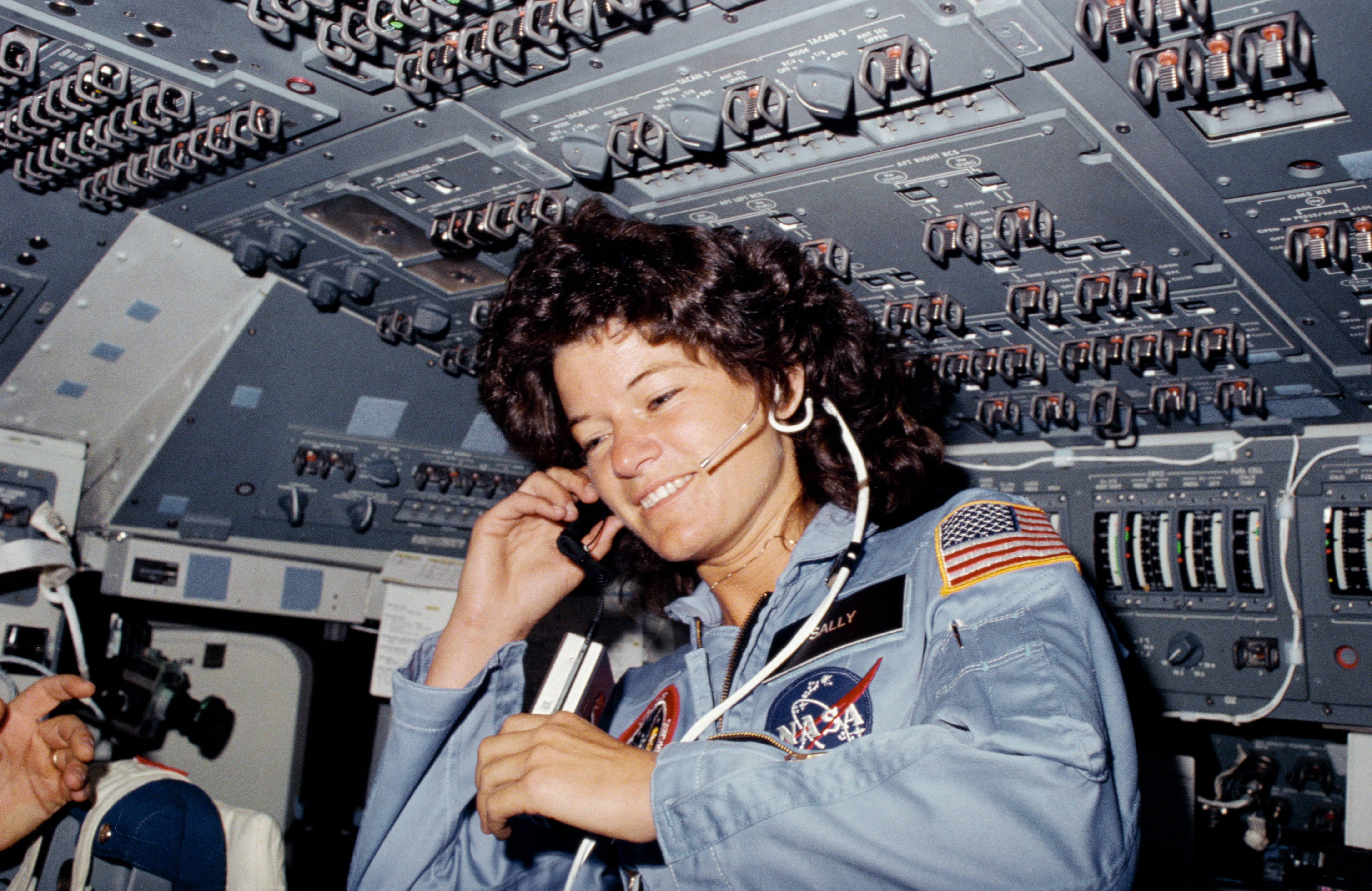 Sally Ride on the Flight Deck