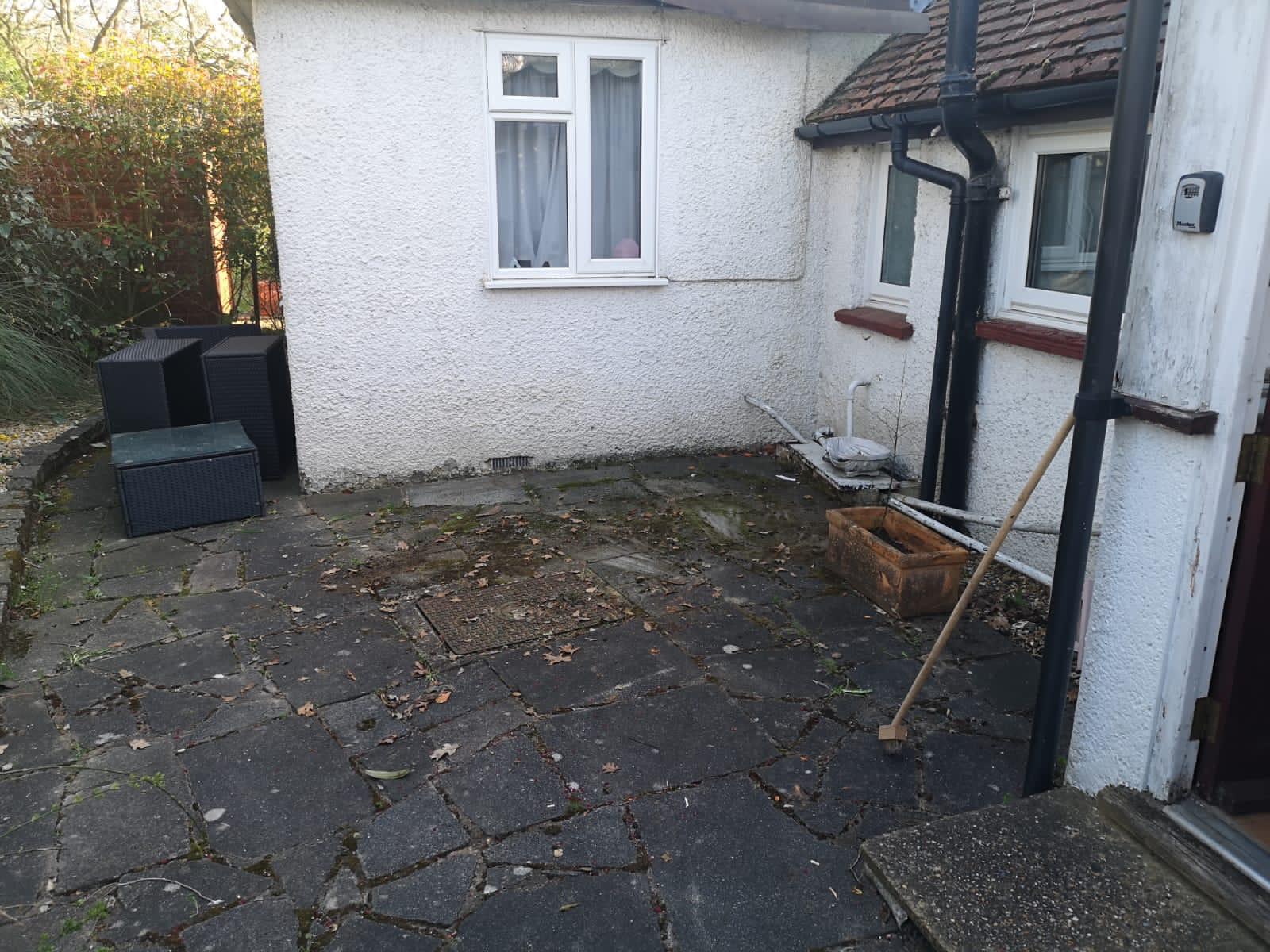 Becky Lane turned a crazy paved patio into a stylish sun trap for £100