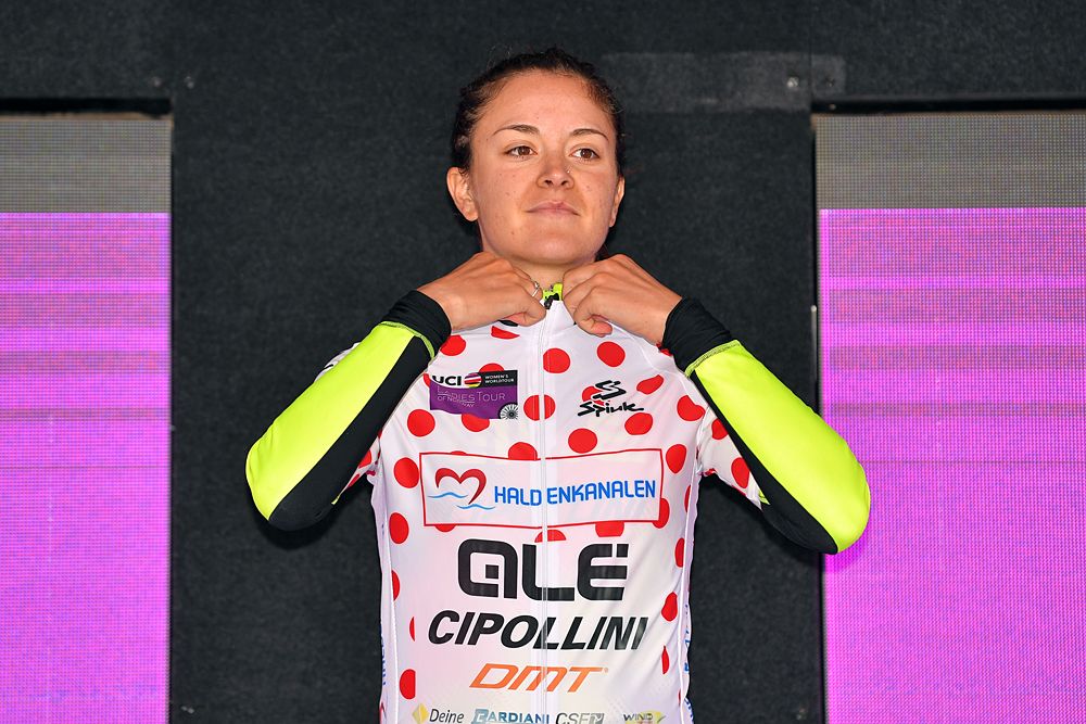 Soraya Paladin (Ale) in the mountain jersey at Ladies Tour of Norway