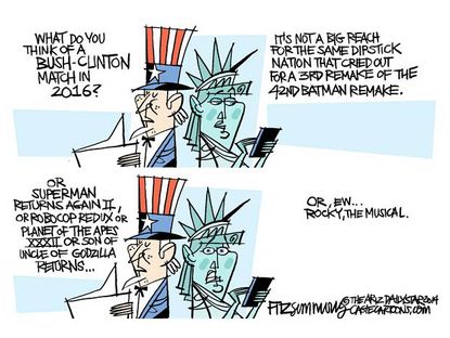 Political cartoon Bush Clinton 2016 remake