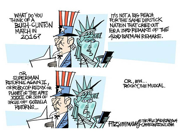 Political cartoon Bush Clinton 2016 remake