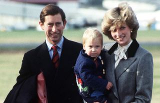 Princess Diana and Prince Charles and their son Prince William leaving Aberdeen Airport