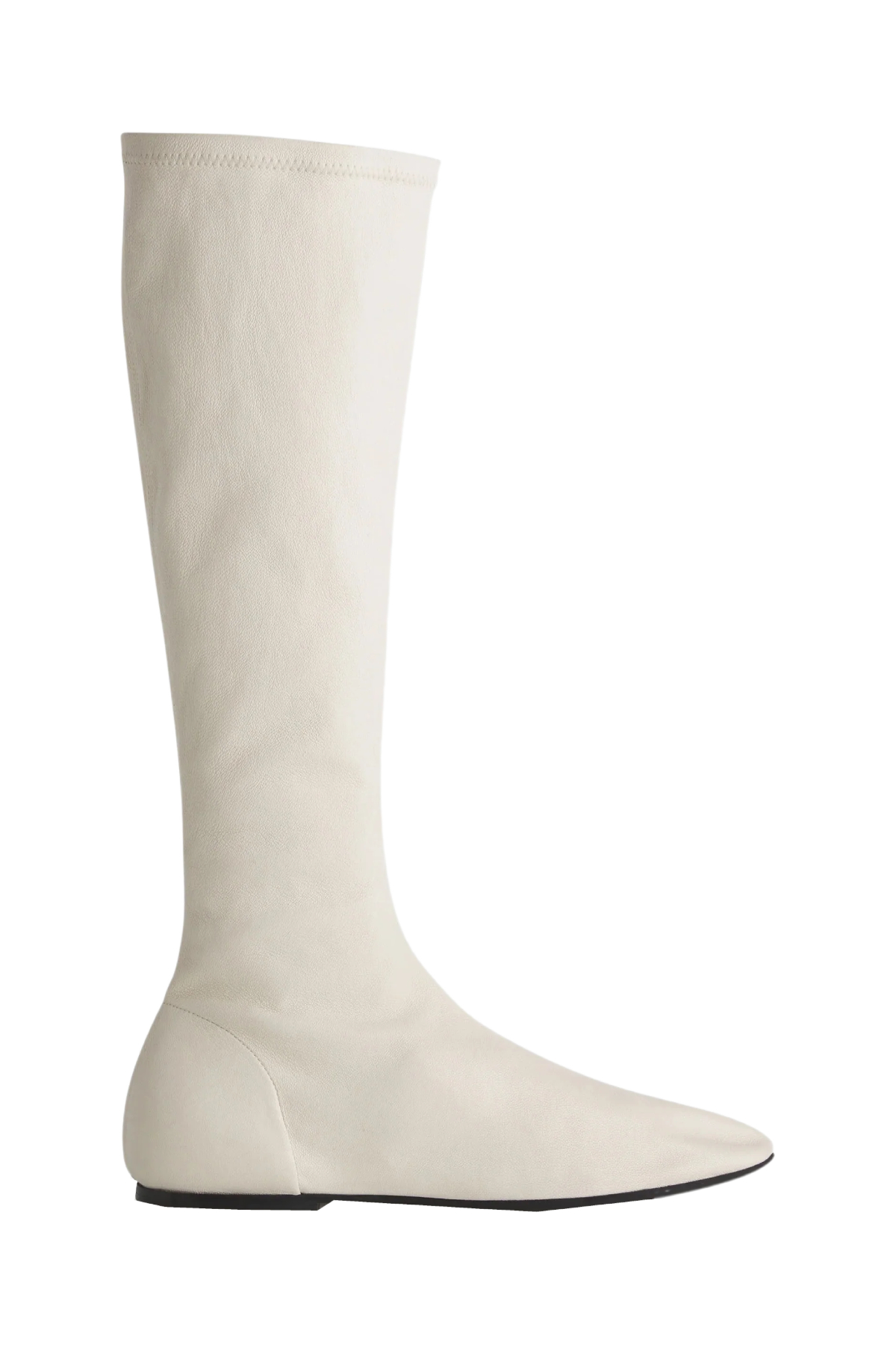 CO Stretch Leather Knee-High Bootie in Ivory