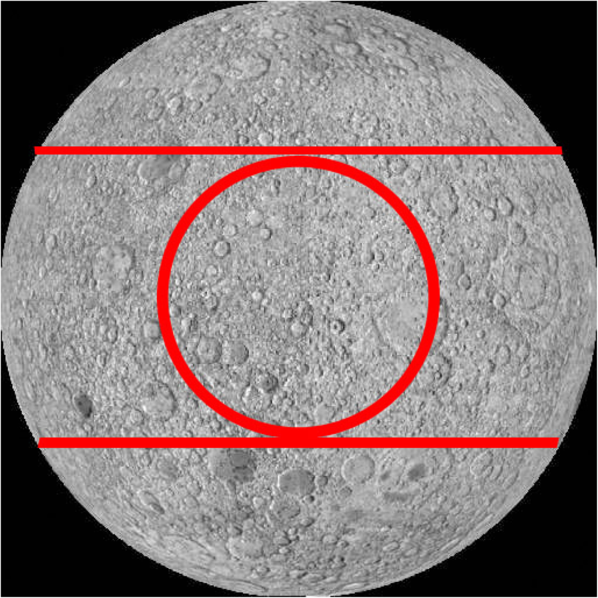 El círculo antípoda protegido, una pieza circular del paisaje lunar que se reservará para fines científicos en el lado oculto de la luna.