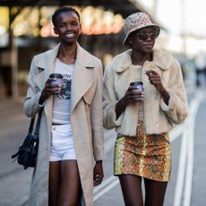Two women in street during fashion week