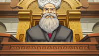 The judge from Phoenix Wright stares disapprovingly.