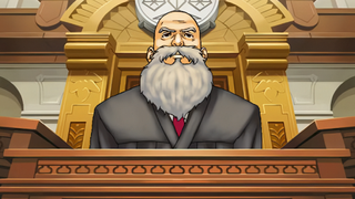 The judge from Phoenix Wright stares disapprovingly.