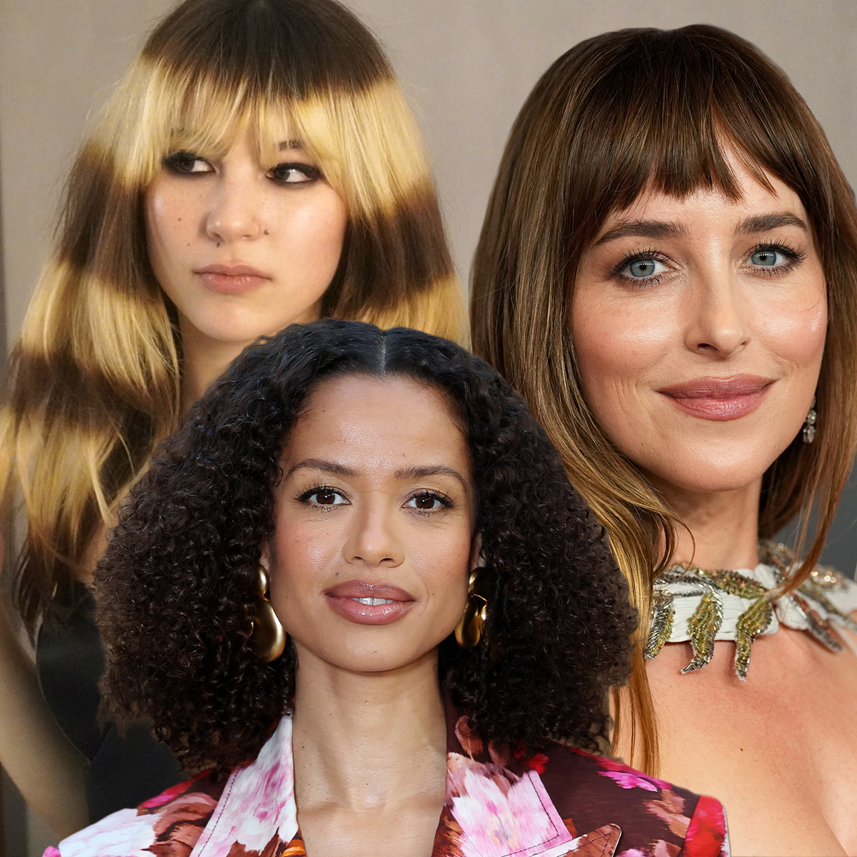 Photo collage of celebrity hair looks