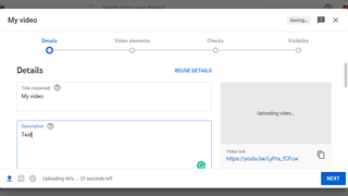YouTube uploader - add details page showing fields to be filled